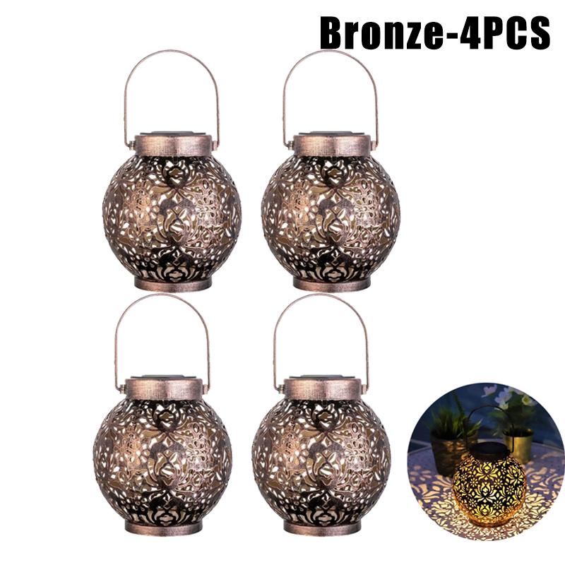 Марокканские фонари на солнечной батарее Металлические уличные подвесные фонари Водонепроницаемые для патио газона двора настольный декор окружающее освещение