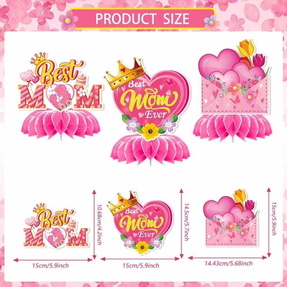 Happy Mother's Day Hanging Swirls Hearts Pattern Desktop Ornament Holiday Banner Party DIY Decor