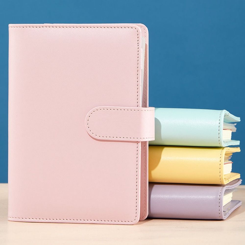 A6 Cash Budget Ledger Magnetic button PU Leather Folder Stickers Loose-leaf Notebook Office