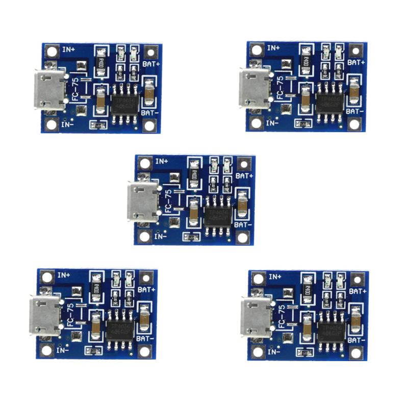 5V 1A 18650 TP4056 Lithium Battery Charging Board Charger Module+Protection Functions with Micro USB MINI and Type-C USB 5PCS