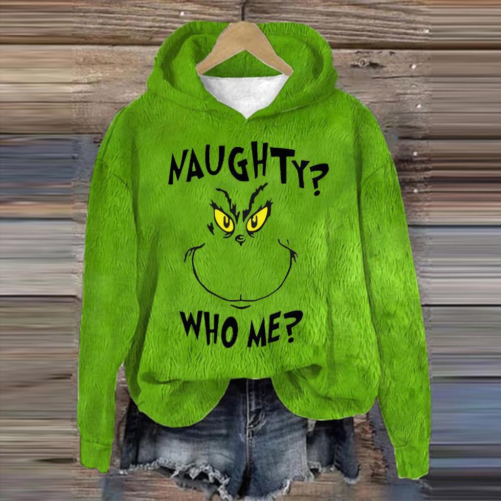 Женская модная повседневная толстовка с капюшоном и длинным рукавом из фланели с рождественским принтом