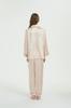 Pajamas Silk Satin Top and Bottom Set Room Wear Loungewear Long Sleeve Open Front Light Pink L [KUMASEN] Women's