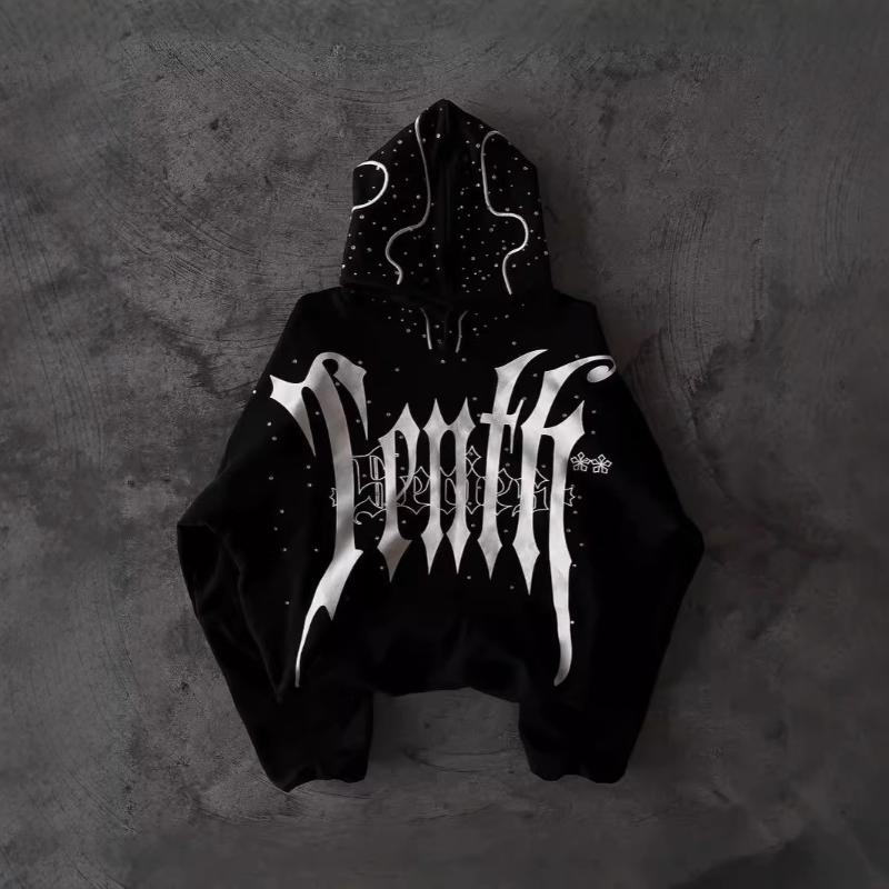 Европейские и американские толстовки в готическом стиле с принтом букв, персонализированный уличный тренд Харадзюку, свободные мужские и женские