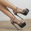 Women's 16cm Leopard Print Stiletto Sandals - Suede Platform High Heels
