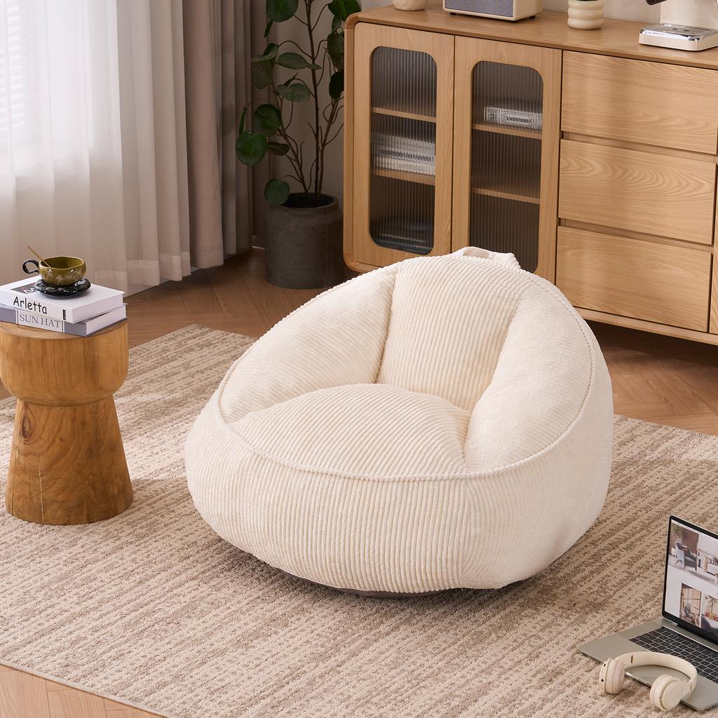 Bean Bag, Bean Bag for Adults and Children, for Living Room, Bedroom, Playroom, Office-Medium(Beige)