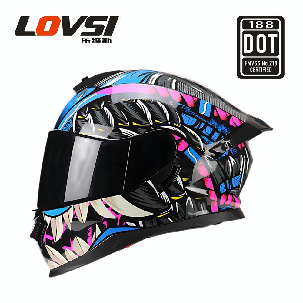 Motorcycle Helmet Men's Helmet Locomotive Full Helmet Men's and Women's Four Seasons Double Lens Helmet Electric Vehicle