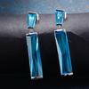 Long Drop Earrings for Women Green Rectangle CZ Stone Crystal Dangle Earrings Fashion Wedding Engagement Jewelry