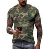 T-shirt with Simple Male Camouflage Pattern, Casual Loose T-shirt with 3D Short Sleeved Print, and Fashionable Round Neck Outdoor Sports