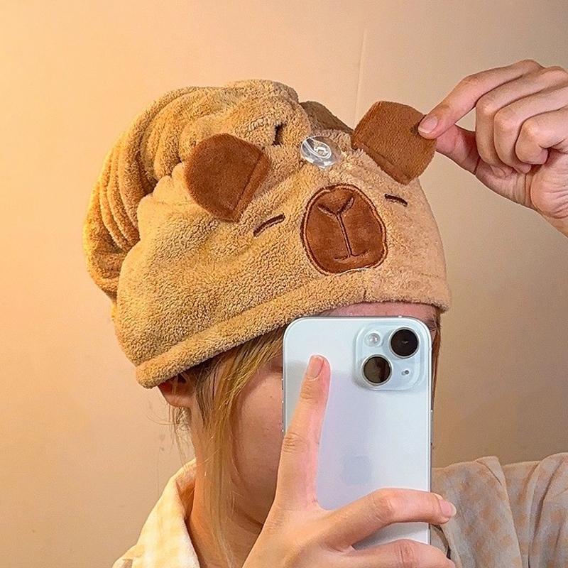 Шапочка для сушки волос Capybara, быстросохнущая шапочка для волос, шапочка для морской свинки, шапочка для ванны, шапочка для сушки волос, супервпитывающая шапочка для волос