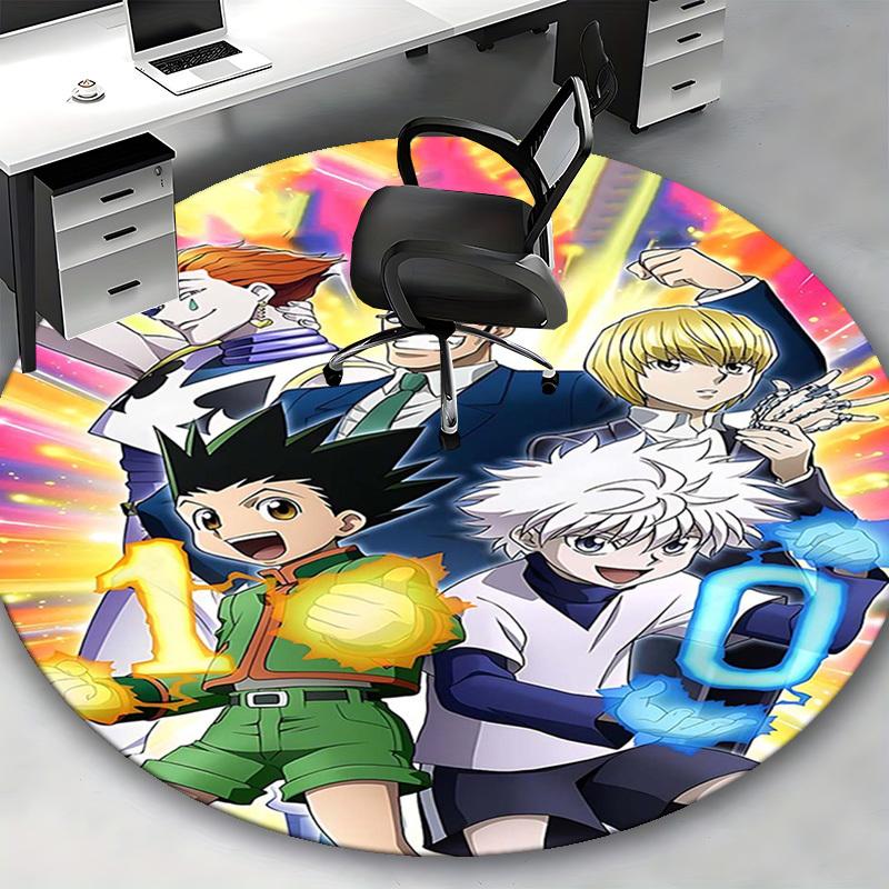 1pc Hunter x Hunter 10th Anniversary Edition Round Carpet - Anime Cartoon Design, Office Chair Mat, Non-Slip Rug for Home Decor, Living Room, Bedroom,
