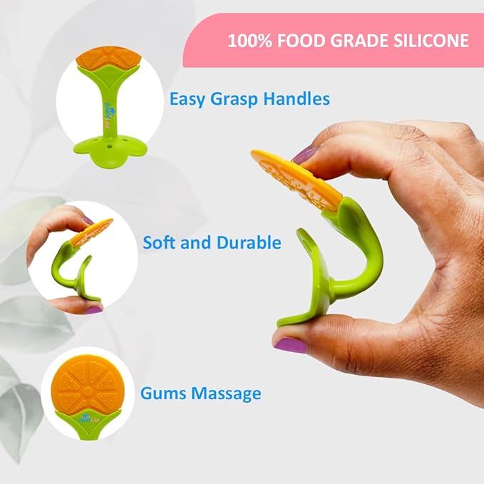Pack of 2 Baby Fruit Teether – Soft Silicone Teething Toy with Handle for Infants and Toddlers
