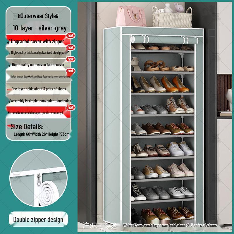 Multi-Layer Indoor Shoe Rack with Curtain