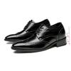 Fashion Genuine Leather Brogue Men Shoes 6CM Height Increase Formal Dress Shoe Business Office Italian Men Designer Shoes