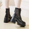 Модные 10 см новые дышащие мотоциклетные ботильоны из натуральной кожи, модные сандалии, летние женские полые ботинки для женщин