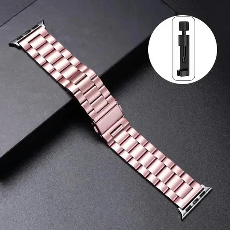 Stainless Steel Strap For Apple Watch Ultra 2 49mm 45mm 41mm 40mm 44mm 46mm Watch Strap Metal Bracelet For iWatch 10 9 8 7 6 5 4