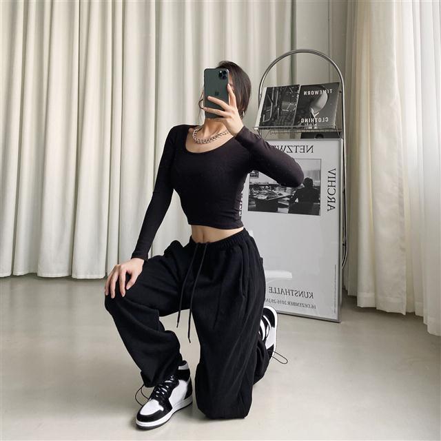 Gray Sweatpants Women Baggy Harem Pants Wide Leg Sweat Pants Oversized Harajuku Joggers Woman High Waisted Black Trousers