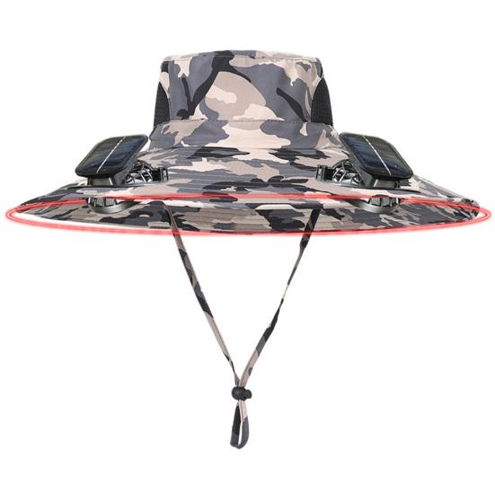 Широкополая шляпа от солнца со встроенным солнечным вентилятором для мужчин и женщин, летняя охлаждающая пляжная шляпа-ведро для рыбалки на открытом воздухе, пешего туризма, кемпинга