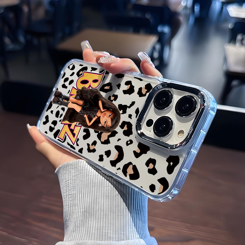 Leopard Print Doll B-Bratzs Phone Case for Apple iPhone 17 Air 16 16e 15 14 13 12 11 Pro Max X Xs XR 8 Plus Luxury Clear Cover