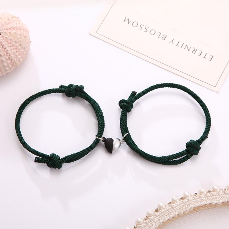 Trendy Black & White Love Magnet Milan Rope Couple Bracelets for Girlfriends