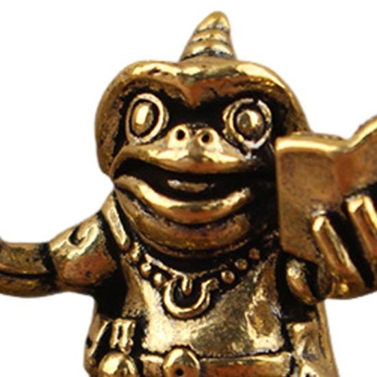 1/2Pcs Brass Witch Frog Figurine Metal Carving Miniature Frog Statue Animal Sculpture Halloween Feng Shui Decoration Home Office Desktop Ornament