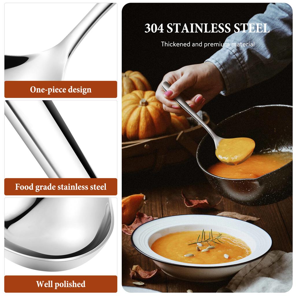 2 Pcs Korean Spoons Salad Stainless Steel Ladle Kitchen Scoops No-rust Soup Cooking Kitchenware