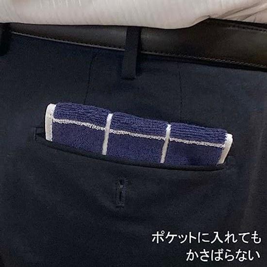 Imabari Towel Half Handkerchief Set 2 GrayNavy Approximately 13x25cm Graph Check Made Japan Absorbent