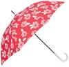 MOONBAT TUS Long Striped Flower Super UV Rib 60cm FLO(A) Women's Umbrella, Design, Water-Repellent, Windproof, Protection, Red, Length Approx.