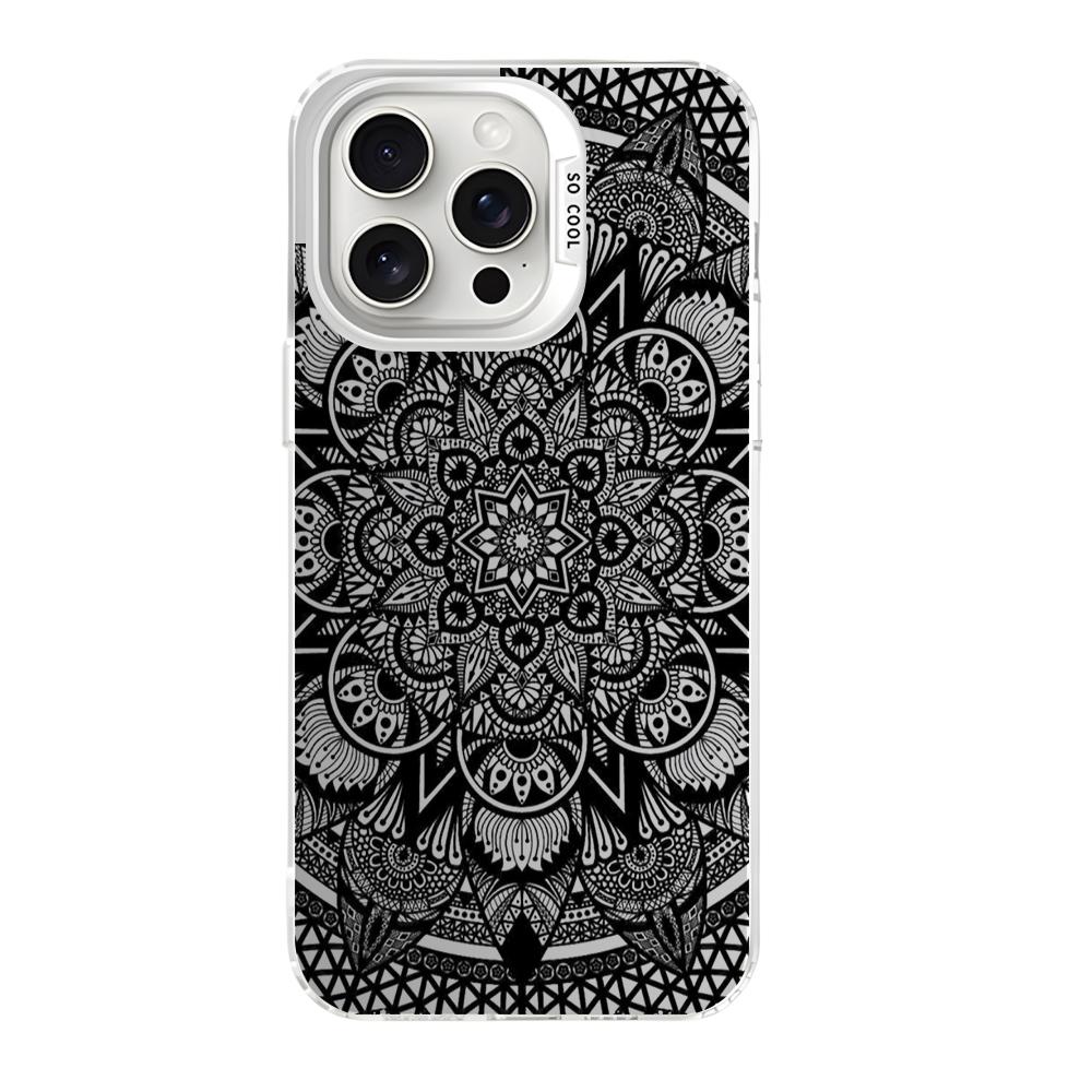 Цветочный чехол с узором Мандала Тотем для iPhone 16 11 12 13 14 15 Pro Max XR 8 Plus, устойчивый к царапинам, двухслойный, из твердого пластика IMD
