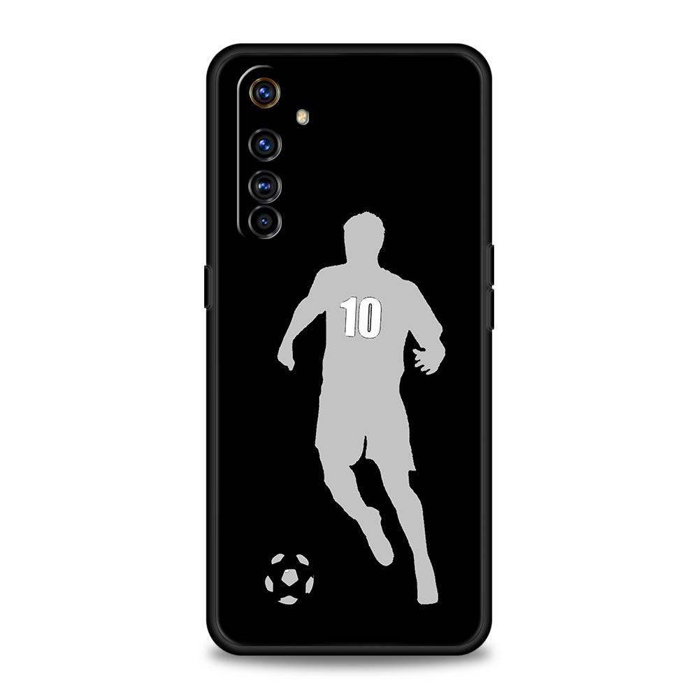 Football Player Soccer Art Phone Case For Realme 12 11 10 6 7 9 Pro Plus 8 5G C35 8i 9i GT2 GT3 GT5 GT Neo 2 3 5 Black Cover