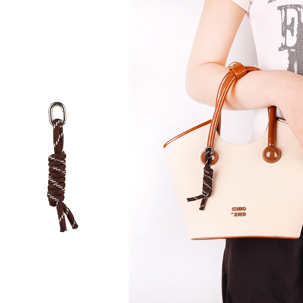 Natural Wood Bead Charm Anklet & Handmade Keychain Pendant