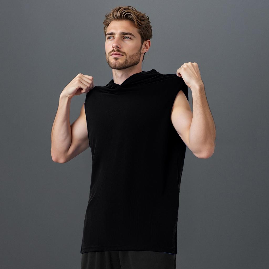 Мужская майка, плотный жилет с капюшоном, повседневная футболка без рукавов