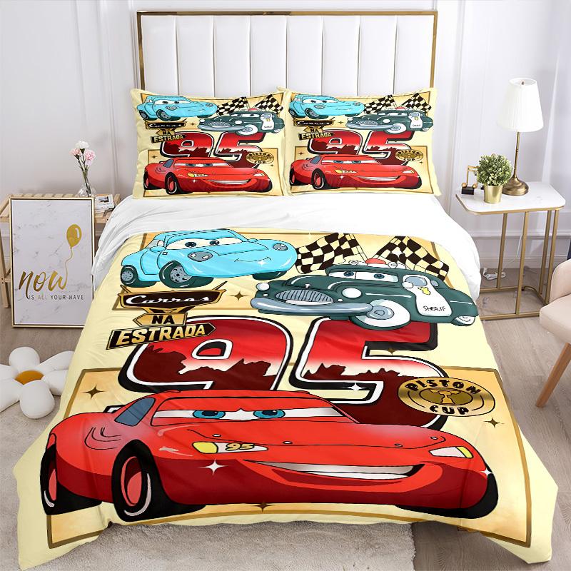 3pcs set Cars Racing1pc of quilt cover+2pcs of pillowcase, no core, print bedding, All Seasons Bedroom Setting018