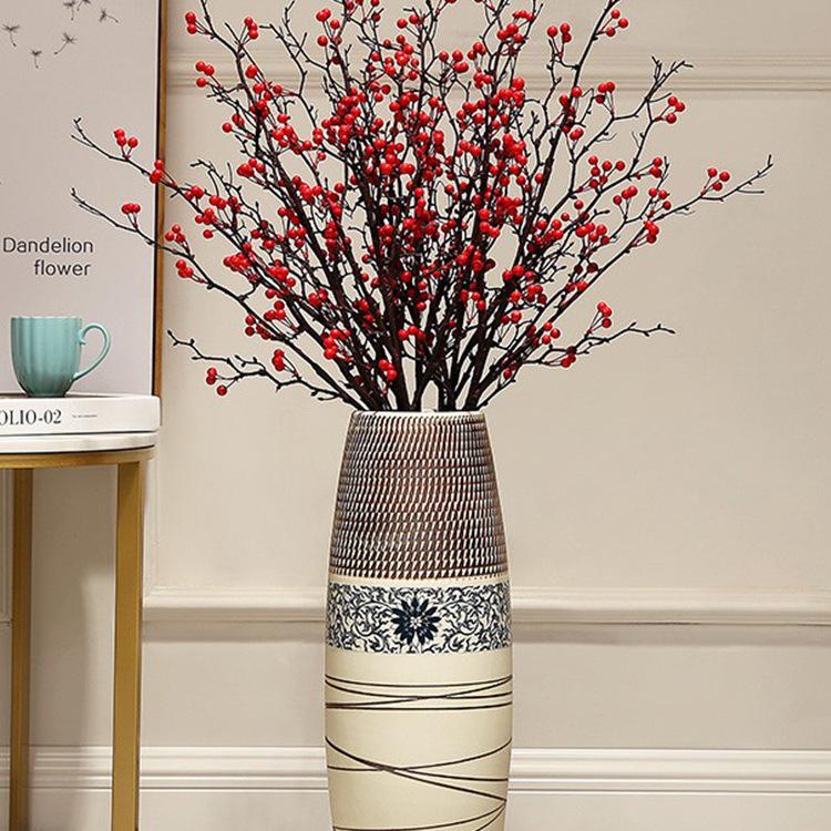 Большая европейско-китайская керамическая напольная ваза для дома и гостиной, цветочный декор
