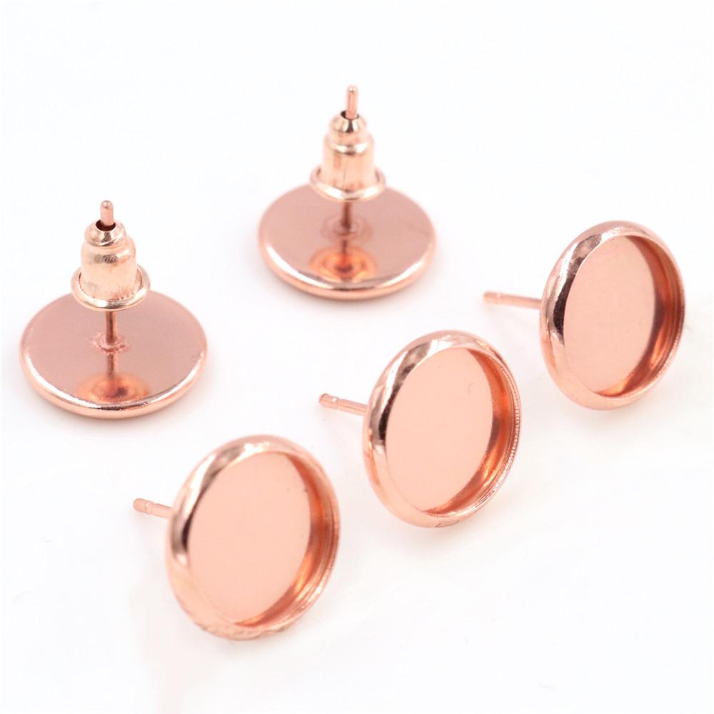 8/10/12mm 20pcs/lot 26 Colors Plated Earring Studs,Earrings Blank/Base,Fit 8-12mm Glass Cabochons,Buttons Earring Bezels