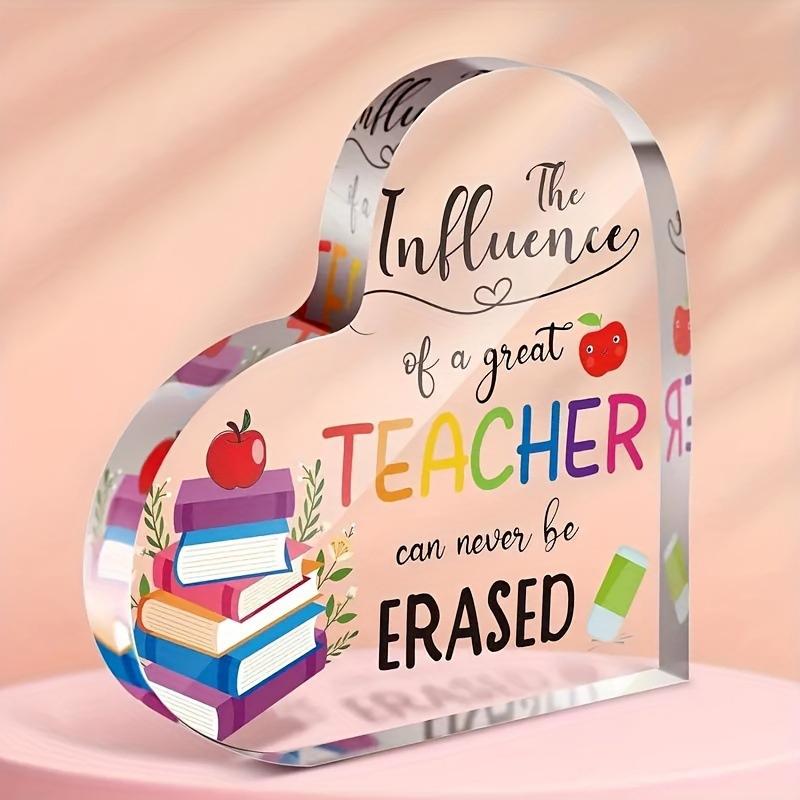 1PC Acrylic Heart Plaque For Teacher's Day Gifts, Best Teacher Ever Thank You,Paperweight Keepsake Gifts For Teacher Anniversary