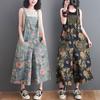 Spring and Summer Retro Printed Denim Overalls Casual Loose and Thin Old Washed Jumpsuit