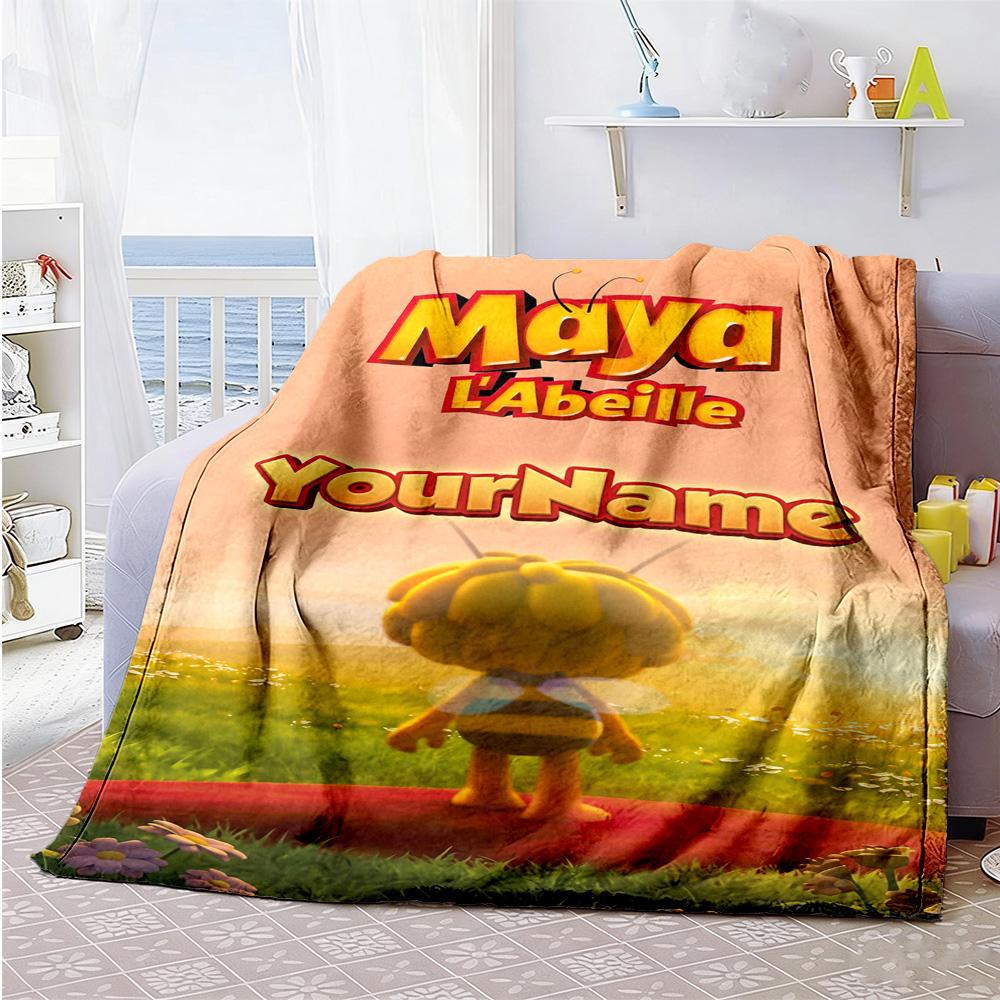 Biene Maja Customize Your Name Blanket Cozy Customizable Blanket Soft Warm Cozy Great for Home Decor Bedding Picnics Livingroom for All Occasions