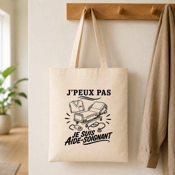 Tote bag - PLANETEE - Collection « J'peux pas minimaliste » - Coton Fairtrade 180 g/m² - Beige - 10 L (37×42 cm)