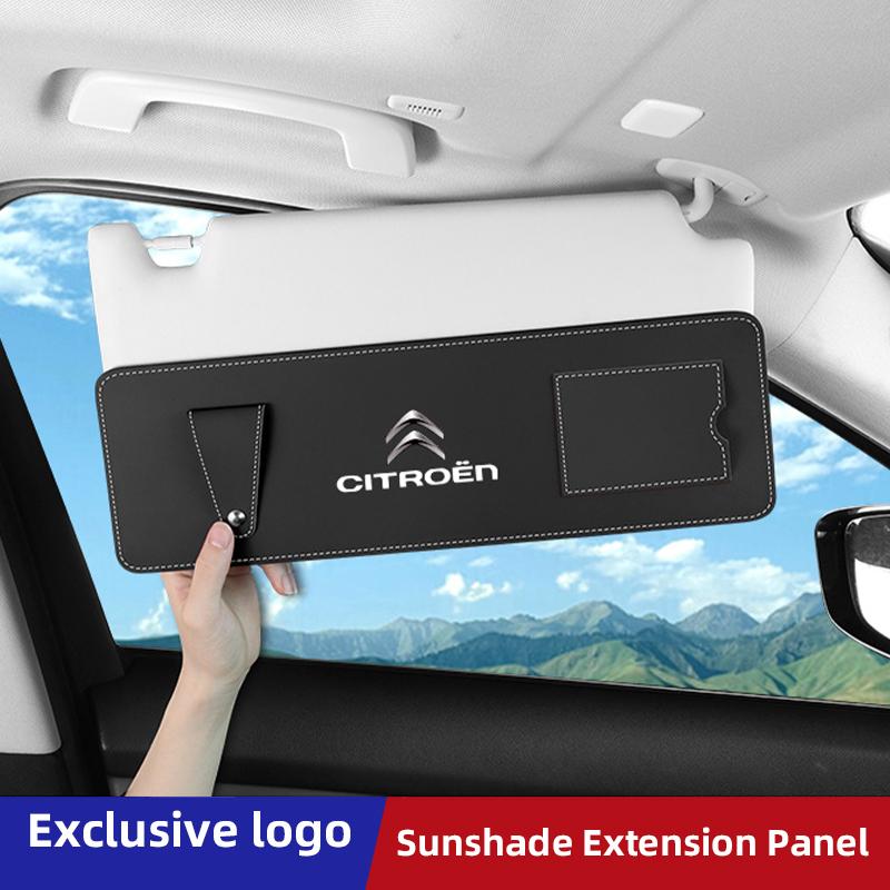 VXCW9 Car Sun Visor Extension Panel For Citroen C4 C3 C2 C1 Berlingo Saxo Anti-glare UV Sun Shield Card Holder Glasses Holder keychain