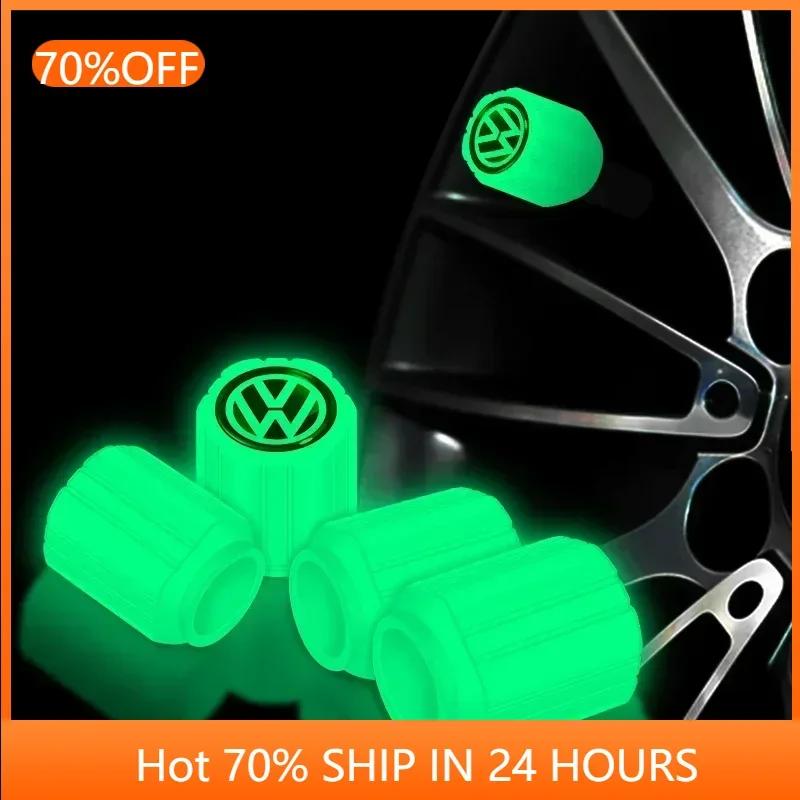 For VOLKSWAGEN VW Polo B5 Cars 2025 Hot For Volkswagen 4Pcs Luminous Car Tire Valve Caps Badge Emblem Auto Accessories For Volks