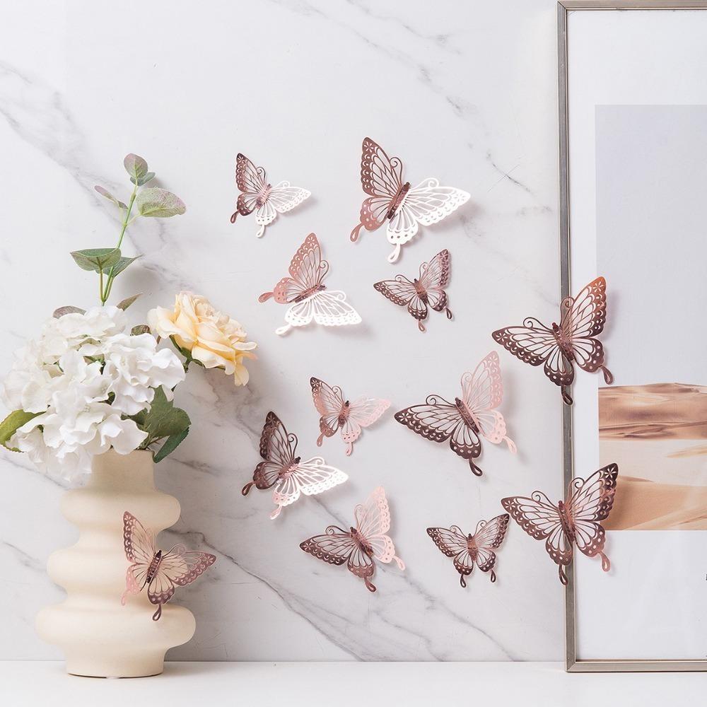 12pcs 3D Butterfly Wallpaper Self Adhesive Decal New Butterfly Wall Stickers Festival Decoration