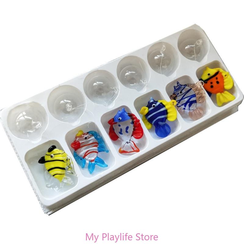 Аквариумный декор, плавающая фигурка морского животного, мини-подвеска, симпатичная стеклянная морская рыба, морская звезда, морская звезда, краб, рыба-клоун, скат, украшение