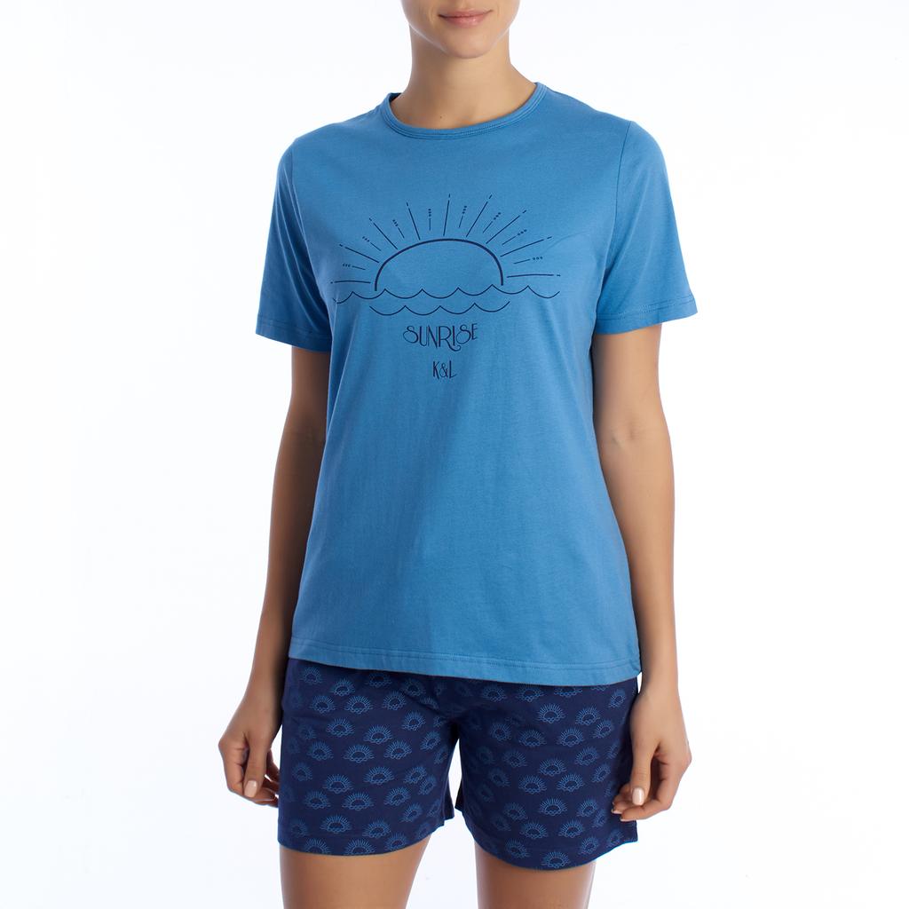 Женская летняя пижама из хлопка с короткими рукавами KL40000