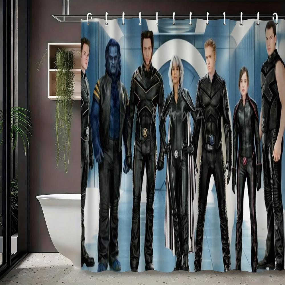 Шторка для душа X-Men Команда в Черных Костюмах Водонепроницаемая для Ванной Комнаты Супергероя