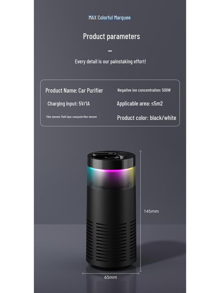 Портативный автомобильный очиститель воздуха и устранитель запахов с технологией отрицательных ионов