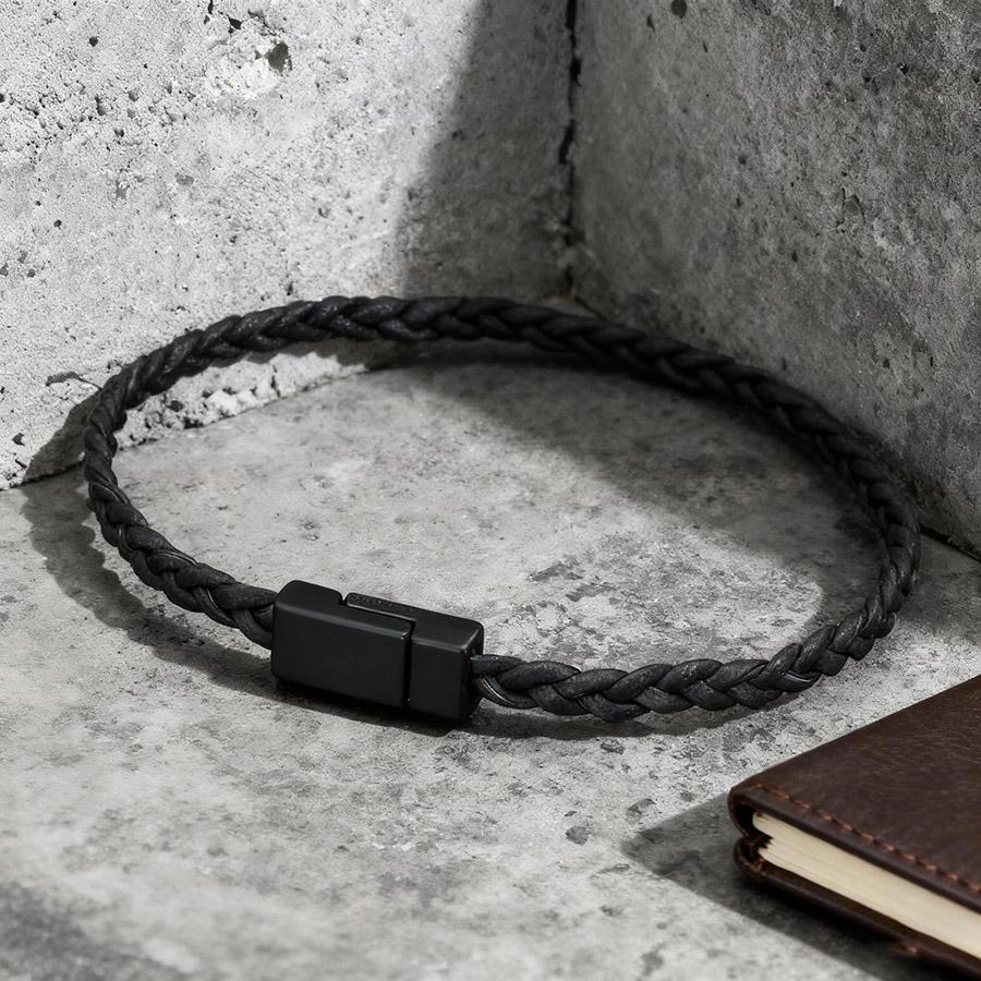 Минималистичный плетеный кожаный браслет мужской черный магнитная застежка класс А шнурок обертывание запястье ювелирные изделия уличный повседневный крутой homme joias