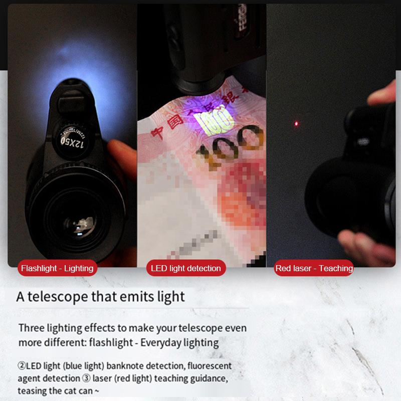 Телескоп HD Профессиональный монокуляр Мощный бинокль дальнего действия Высококачественный телескоп с зумом Портативный низкий уровень ночного видения Военный