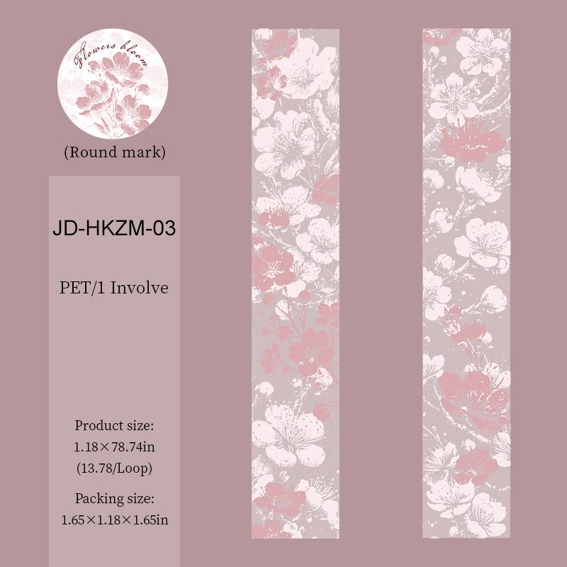 JIANWU Flowers Bloom Series Vintage Plant Floral Landscape Material Collage Scrapbooking PET Tape Creative Journal Stationery