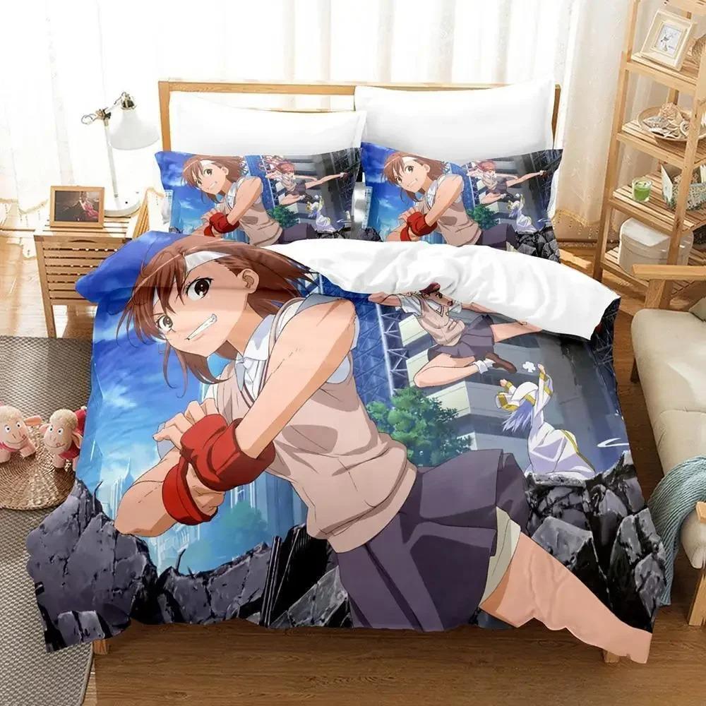 3D Print Anime Misaka Mikoto Bedding CollectionDuvet Cover Comforter Bed Collection Quilt Cover PillowcaseKing Queen Twin Size Boys Girls