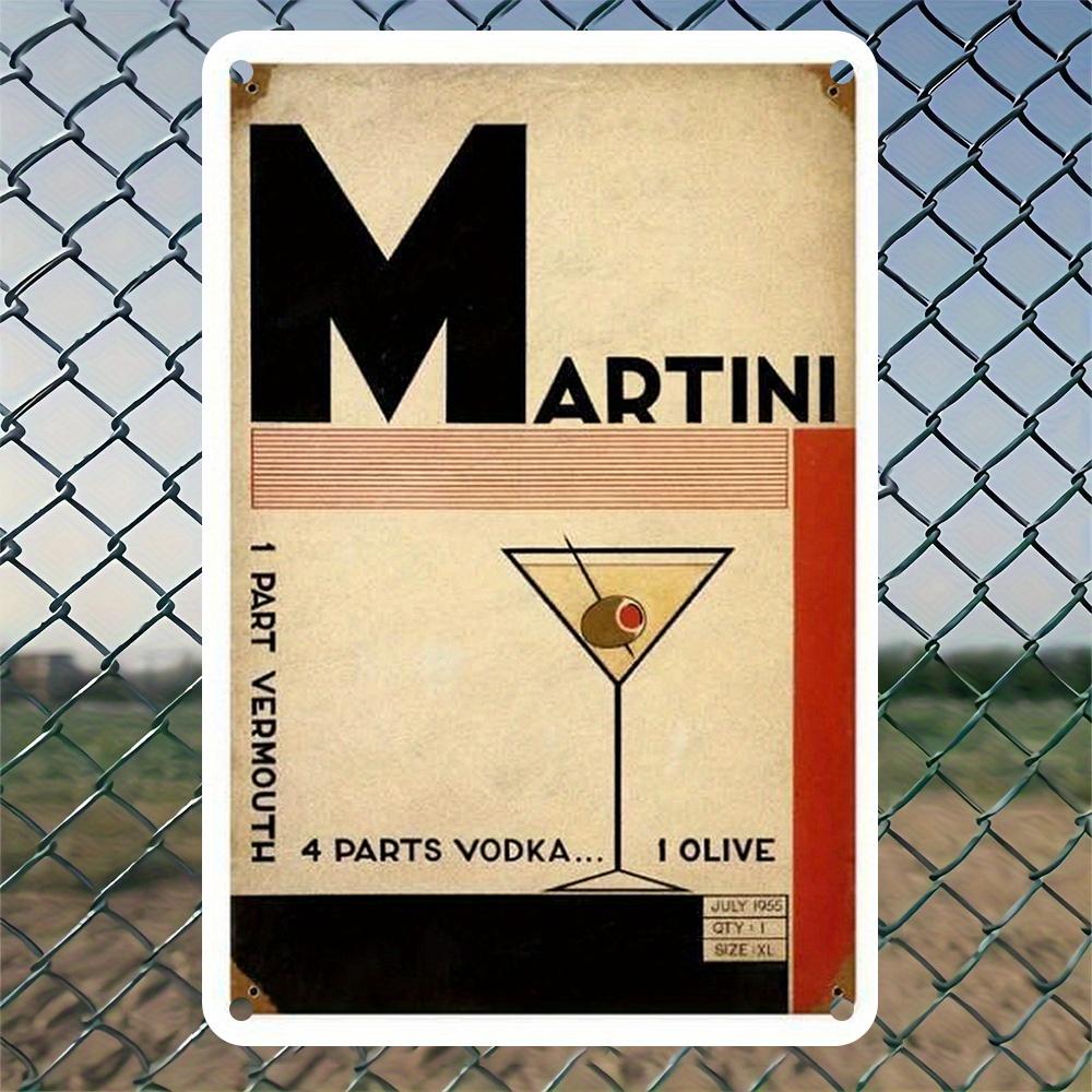 Vintage Martini Cocktail Recipe Metal Sign Retro Wall Art with Olive Vodka Design Perfect for Home Bar or Garage Decor